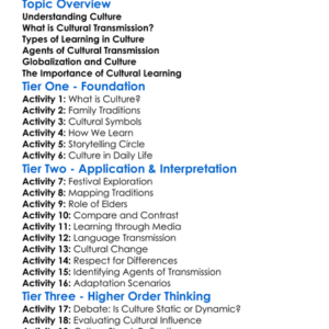 Cultural Transmission And Learning Worksheet Activity Booklet