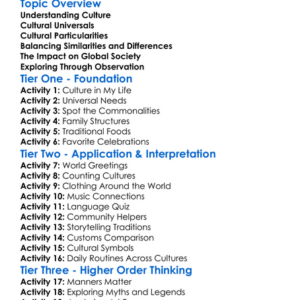 Cultural Universals And Particularities Worksheet Activity Booklet