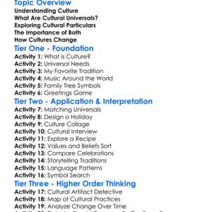 Cultural Universals And Particulars Worksheet Activity Booklet
