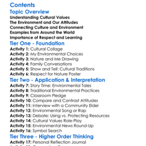 Cultural Values And Environmental Attitudes Worksheet Activity Booklet