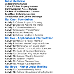 Cultural Values In Business Worksheet Activity Booklet