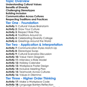 Cultural Values In The Workplace Worksheet Activity Booklet
