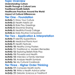 Cultural Views On Health Worksheet Activity Booklet
