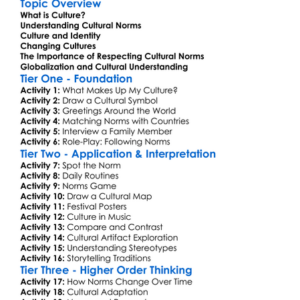 Culture And Cultural Norms Worksheet Activity Booklet
