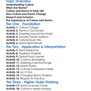 Culture And Norms Worksheet Activity Booklet
