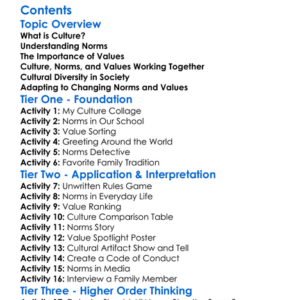 Culture Norms And Values In Society Worksheet Activity Booklet