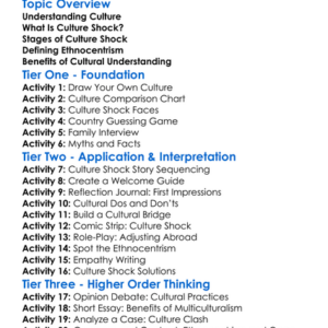 Culture Shock And Ethnocentrism Worksheet Activity Booklet