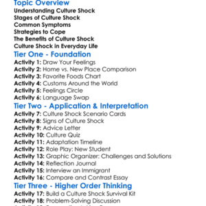 Culture Shock Worksheet Activity Booklet