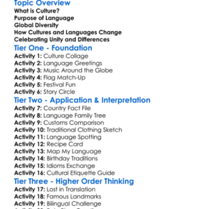 Cultures And Languages Worksheet Activity Booklet
