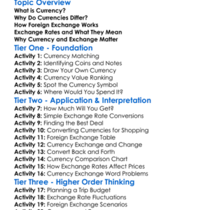 Currency And Foreign Exchange Worksheet Activity Booklet