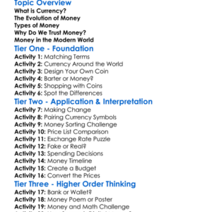 Currency And Forms Of Money Worksheet Activity Booklet