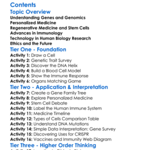 Current Advances In Human Biology Research Worksheet Activity Booklet