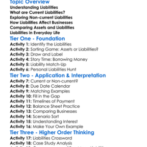 Current And Non-Current Liabilities Worksheet Activity Booklet