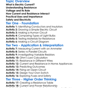 Current And Resistance Worksheet Activity Booklet