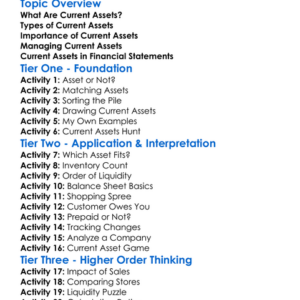 Current Assets Worksheet Activity Booklet
