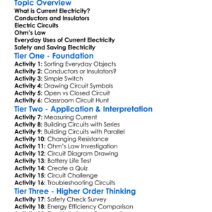 Current Electricity Worksheet Activity Booklet