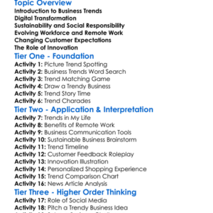 Current Trends In Business Worksheet Activity Booklet