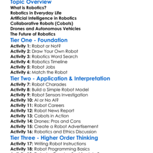 Current Trends In Robotics Worksheet Activity Booklet