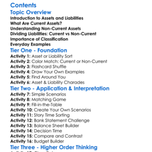 Current Vs Non-Current Assets And Liabilities Worksheet Activity Booklet