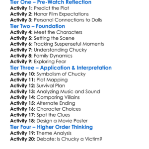 Curse Of Chucky 2013 Worksheet Activity Booklet