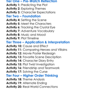 Curse Of The Crystal Eye 1991 Worksheet Activity Booklet