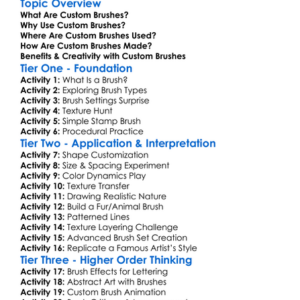Custom Brushes Worksheet Activity Booklet
