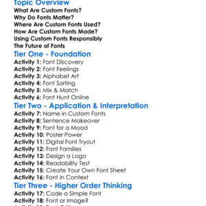 Custom Fonts Worksheet Activity Booklet