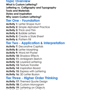 Custom Lettering Worksheet Activity Booklet
