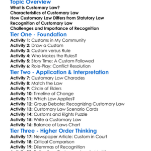 Customary Law And Its Recognition Worksheet Activity Booklet