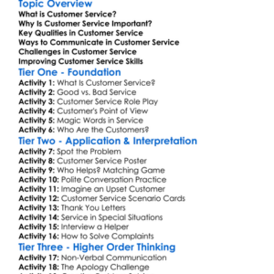 Customer Service Worksheet Activity Booklet