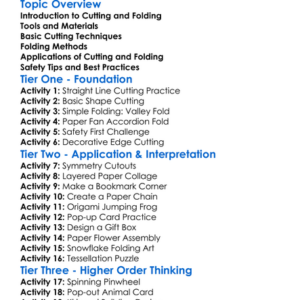 Cutting And Folding Techniques Worksheet Activity Booklet