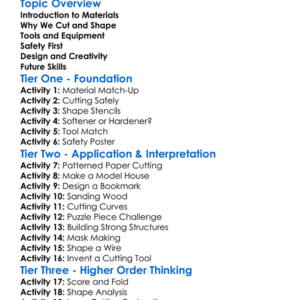 Cutting And Shaping Materials Worksheet Activity Booklet