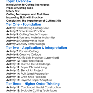Cutting Techniques Worksheet Activity Booklet