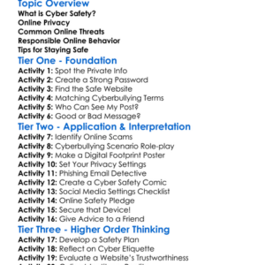Cyber Safety Worksheet Activity Booklet