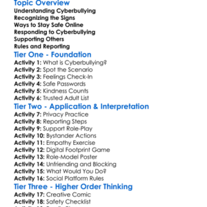 Cyberbullying Prevention Worksheet Activity Booklet