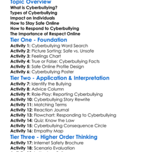Cyberbullying Worksheet Activity Booklet