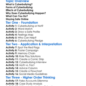 Cyberbullying Worksheet Activity Booklet