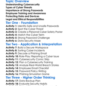 Cybersecurity For Business Worksheet Activity Booklet