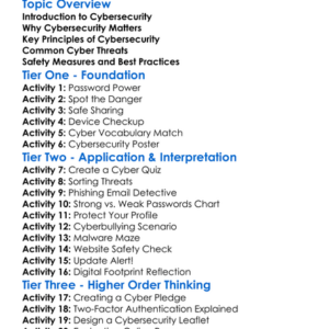 Cybersecurity Principles Worksheet Activity Booklet