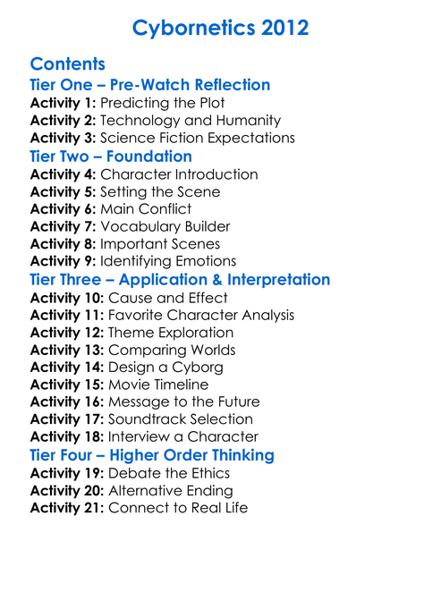 Cybornetics 2012 Worksheet Activity Booklet