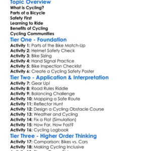 Cycling Basics Worksheet Activity Booklet