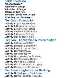D Design Basics Worksheet Activity Booklet
