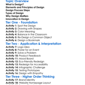 D Design Concepts Worksheet Activity Booklet