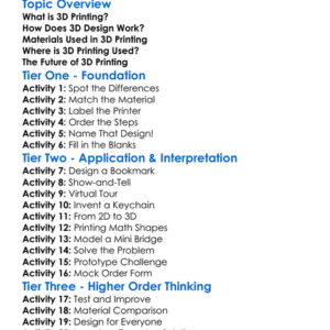 D Printing And Design Worksheet Activity Booklet