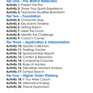 D3 The Mighty Ducks Worksheet Activity Booklet