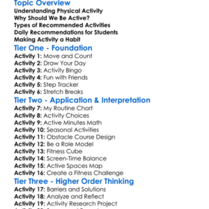 Daily Activity Recommendations Worksheet Activity Booklet