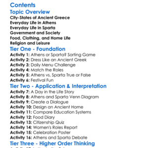 Daily Life In Ancient Athens And Sparta Worksheet Activity Booklet