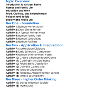 Daily Life In Ancient Rome Worksheet Activity Booklet