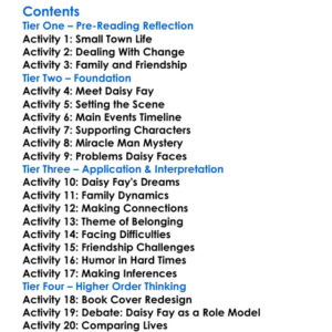 Daisy Fay And The Miracle Man Fannie Flagg Worksheet Activity Booklet