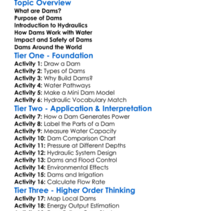 Dams And Hydraulics Worksheet Activity Booklet